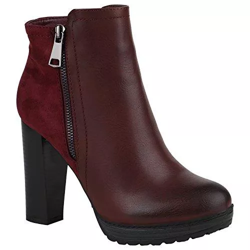 stiefelparadies Stiefel stiefelparadies Damen Stiefeletten High Heels mit Blockabsatz Profilsohle Flandell