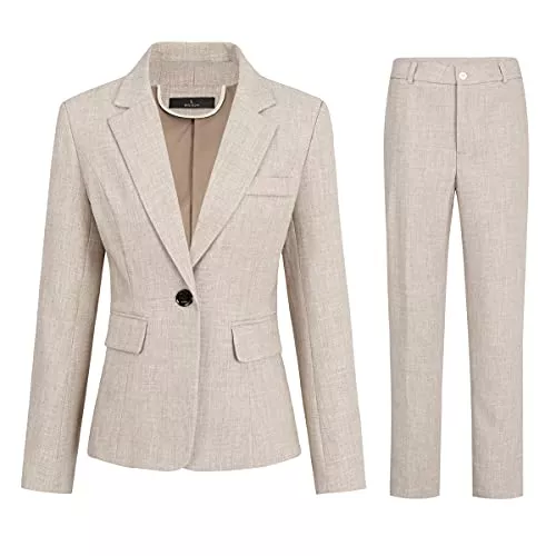YYNUDA Kostüme YYNUDA Business Anzug Damen Elegant Büro Anzug Slim Fit 2 Teilig Hosenanzug Hochzeit 2 Teiler Blazer Hose