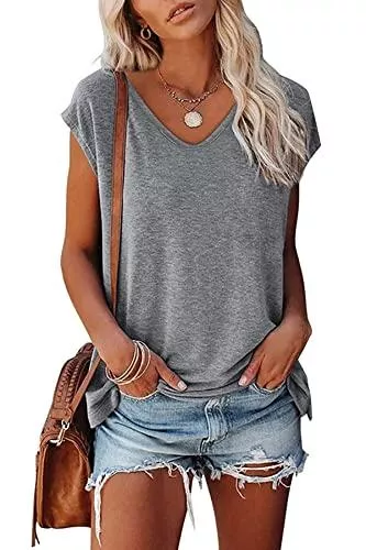 KINGFEN T-Shirts KINGFEN Damen Tshirt Kurzarm &amp; Langarm Pullover Basic Einfarbig T-Shirts für Damen