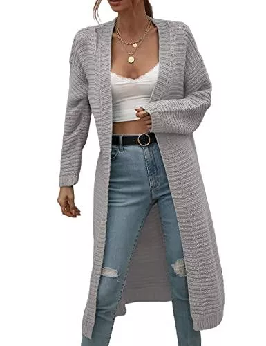 MAYFASEY Strickjacken MAYFASEY Damen Offene Front Langarm Boho Boyfriend Strick Grobstrick Strickjacke