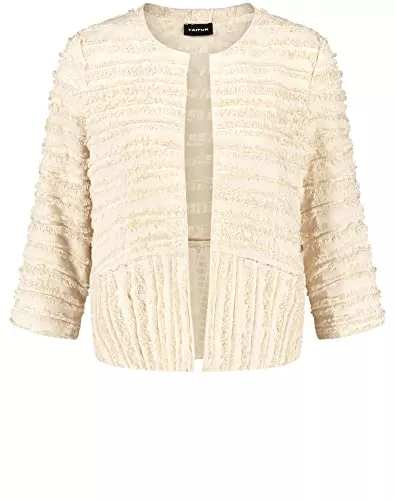 TAIFUN Blazer Taifun Damen 3/4 Arm Jacke mit Fransendetails 3/4 Arm, geschlitzt Jacke Jeans + Gewebe Blazerjacke unifarben