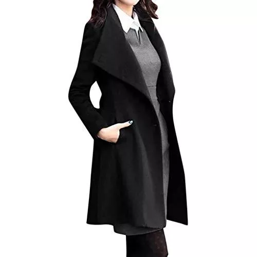ZGNB Mäntel Strickjacke Damen,Wintermäntel für Frauen Swing Zweireihiger Wollmantel mit Gürtelschnalle Mittellanges Revers Kleider Outwear Mantel