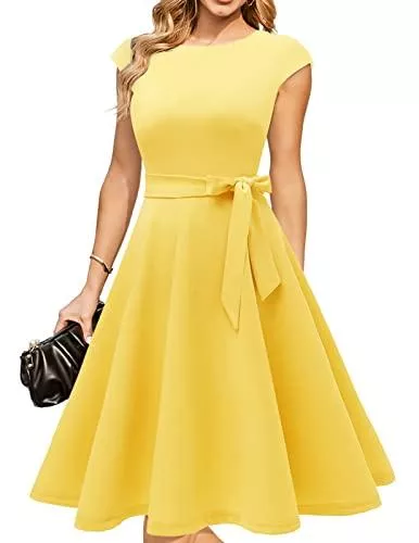DRESSTELLS Cocktail DRESSTELLS Schönes Kleid für Damen A-Line Swing Cocktail Vintage Kleid Midilang