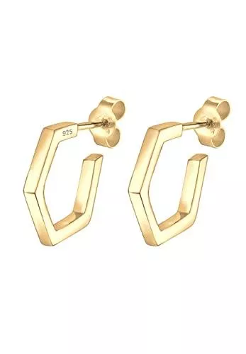 Elli Schmuck Elli Ohrringe Damen Hexagon Creolen im Geo Minimal Look in 925 Sterling Silber