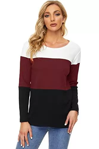 FANGJIN Pullover & Strickmode FANGJIN Pullover Damen Bluse Langarm Shirt Tunika Tshirt Kleidung Oberteile Tops