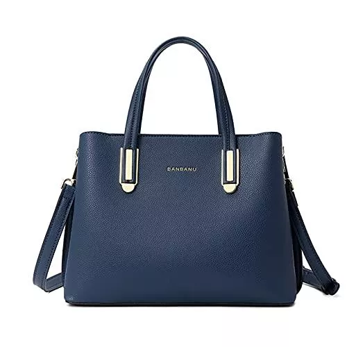 FANDARE Taschen & Rucksäcke FANDARE Umhängetaschen Elegante Schultertasche Damen Handtasche Frauen PU Leder Wasserdicht Große Kapazität Mittel Büro Schule Einkauf Arbeitstasche Reisen mit Vielen Fächern Henkeltaschen Blau