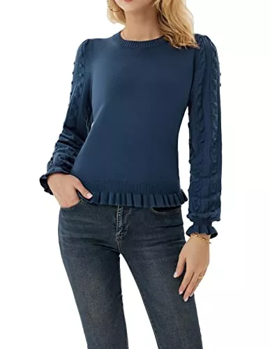 GRACE KARIN Pullover & Strickmode GRACE KARIN Damen Elegant Langarm Pullover Basic Sweater Rundhals Strickoberteile Knitwear Tops