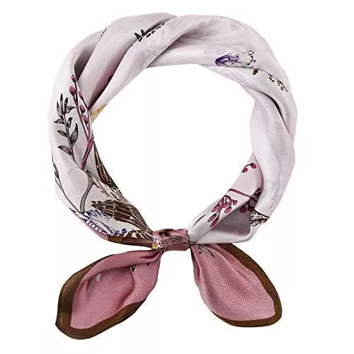 Dried Flower Schals & Tücher Dried Flower Reine Seide Tuch Seidentuch - Damen Kleiner Quadratischer Seidenschal Blumendruck Satin Kleidung Accessoire 53 * 53 cm