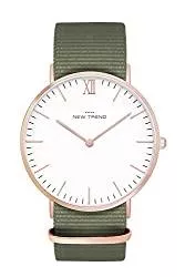 New Trend - Love for Accessories Uhren Armbanduhr Rosegold Weiss Skandinavisch Schlicht für Damen &amp; Herren, Lederarmband-Optik oder Edelstahl-Metallarmband Ø 38 MM