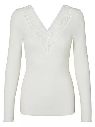 PIECES Langarmshirts PIECES Female Oberteil Spitzenrand V-Ausschnitt