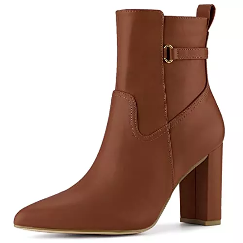 Allegra K Stiefel Allegra K Damen Spitze Toe Blockabsatz Kunstleder Boots Stiefel