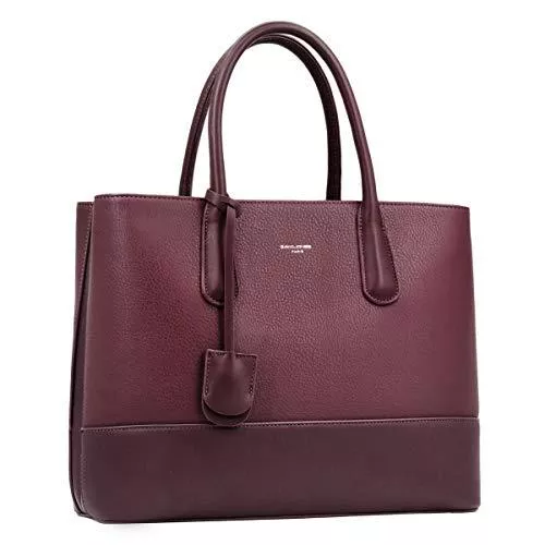 David Jones Taschen & Rucksäcke David Jones - Damen Große Handtasche Henkeltasche - Tote Shopper Bag PU Echtes Leder Stil - Multi Pocket Top Griff Taschen - Schultertasche Umhängetasche Arbeit Schule - Bordeaux Rot