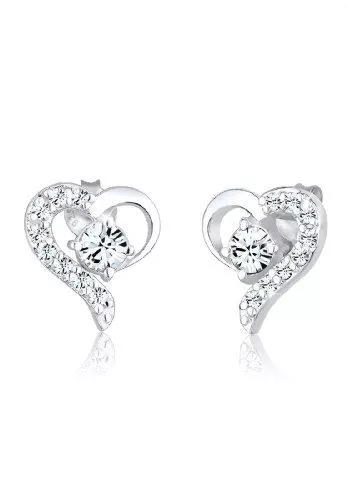 Elli Schmuck Elli Ohrringe Damen Herz Liebe mit Kristalle in 925 Sterling Silber