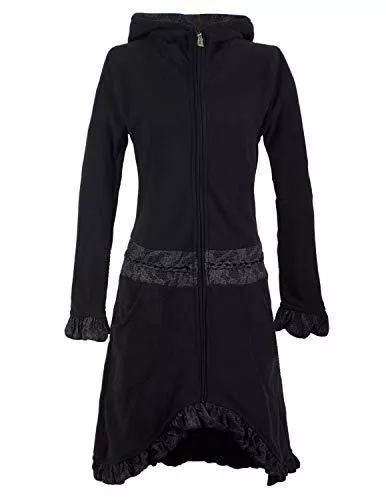 Vishes Mäntel Vishes - Alternative Bekleidung - Weicher Warmer Damen Elfen Fleecemantel mit Kapuze und Rüschen