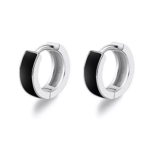 TANGPOET Schmuck Unisex Klein Creolen Silber 925 Herren Ohrringe Damen Klapp Creolen Ohrschmuck für Frauen,Männer