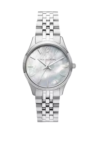 PAUL VALENTINE Uhren PAUL VALENTINE - Iconia Damenuhr in verschiedenen Größen und Farben - Armbanduhr mit Metallic-Ziffernblatt, kratzfestes Glas, Edelstahl-Armband, hochwertige Uhr für Damen