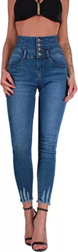 Y C Jeans Y C Damen Jeans Hose High Waist Stretch hoher Bund hohe Taille Röhre 34-42 A107
