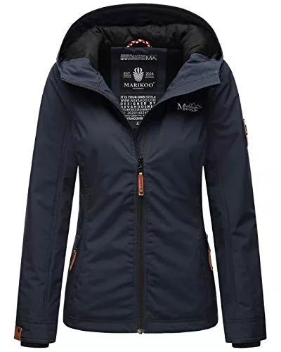 MARIKOO Jacken MARIKOO Damen Übergangs-Jacke leicht gefüttert mit Kapuze Brombeere XS-XXL