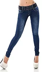 Label by Trendstylez Jeans Label by Trendstylez Damen Slim Fit Skinny Stretch Röhren Jeans Dark Blue 1001