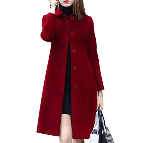 HANMAX Mäntel HANMAX Damen Mantel Zweireiher Revers Langarm Lange Wolle Coat Winterjacke