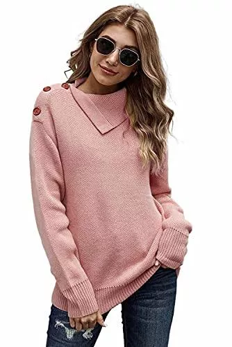 Necooer Pullover & Strickmode Necooer Damen Pullover Lässig Langarm Winter Basic Gemütliche Strickpullover
