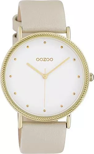 Oozoo Uhren Oozoo Damenuhr Shiny mit Lederband 40 MM Weiß/Creme C10416