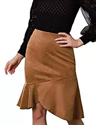 Belle Poque Röcke Belle Poque Damen Vintage Elastische Taille Hohe Taille Unregelmäßiger Fishtail-Saum Pack-Hüftrock