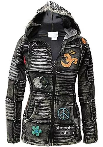 SHOPOHOLIC FASHION Jacken Shopoholic FASHION DAMEN 100% weiche Baumwolle Emo Punky Gothik Kapuzenjacke
