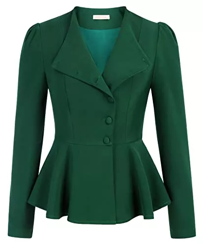 Belle Poque Blazer Belle Poque Jacke Damen Mittelalter Langarm Reverskragen mit Rüschensaum Mantel Anzug Vintage