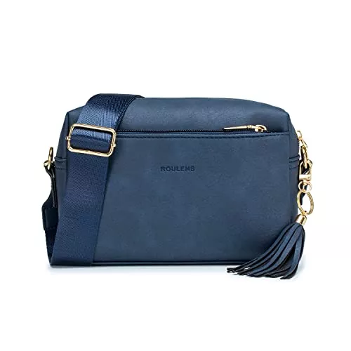Roulens Taschen & Rucksäcke Roulens Damen Handy Umhängetasche,Veganem Leder Crossbody Schultertasche,Breiter Riemen Abendtasche mit drei Reißverschlussfächern Handtaschemit mit Kartenschlitz Verstellbar Abnehmbar Schultergurt