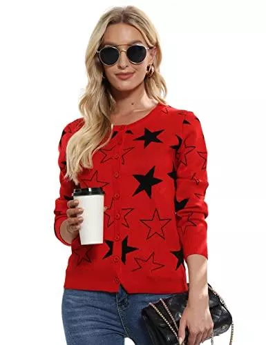 CURLBIUTY Strickjacken CURLBIUTY Damen Cardigan Rundhalsausschnitt Langarm mit Knöpfen Kurz Strickjacke Festlich Vintage für Party