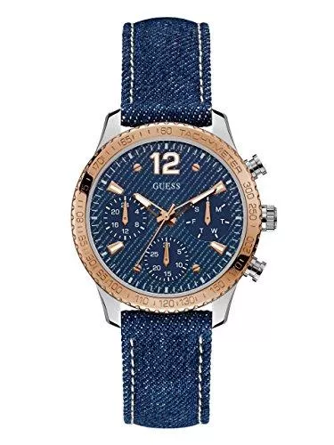 GUESS Uhren GUESS Damen-Armbanduhr, Roségold, Denim, Multifunktionsuhr