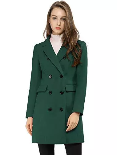 Allegra K Mäntel Allegra K Damen Langarm Wintermantel Umlegekragen Zweireiher Kammgarn Trenchcoat Mantel
