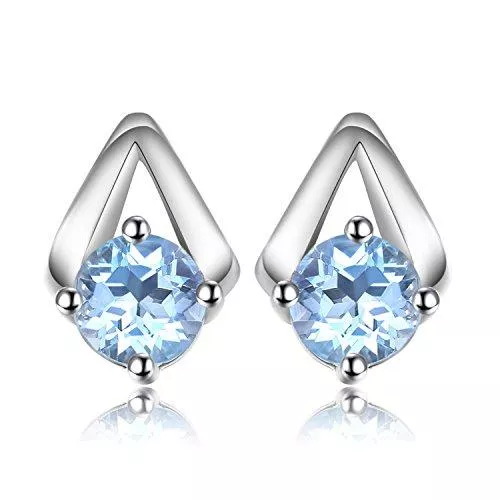 JewelryPalace Schmuck JewelryPalace Rundschliff 1.2ct Echt Blau Topas Ohrstecker Silber 925 Damen, Blautopas Schmuck Set, Ohrringe Silber Blaue Edelstein Mädchen, Ohrstecker Silber klein mit Stein Frauen Modeschmuck