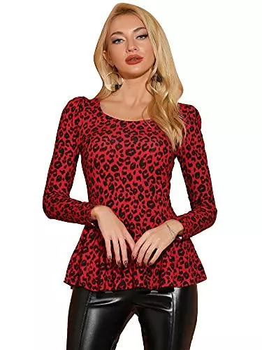 Allegra K Langarmshirts Allegra K Damen Langarm Halloweenkostüm U-Boot Hals Rüschensaum Top Bluse