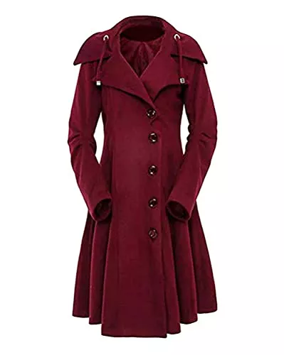 Tomwell Mäntel Tomwell Damen Trenchcoat Langarm Warm Schlanke Knöpfe Langer Mantel Winddichter Herbst Wintermantel Jacke Parka mit Reverskragen