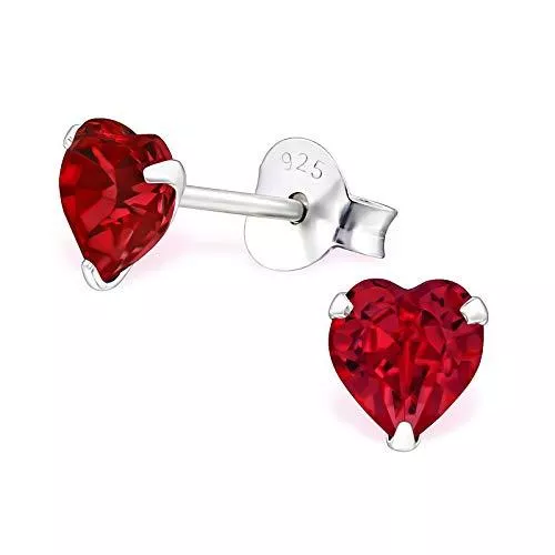 Monkimau Schmuck Monkimau Mädchen Ohrringe Herz Ohrstecker aus 925 Sterling Silver echt Silber mit 2 Swarovski Kristallen