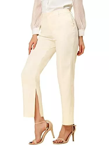 Allegra K Hosen Allegra K Damen Taschen Stretch Arbeitshose mit Hoher Taille Weite Hose