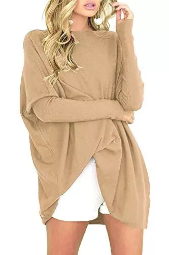 Odosalii Pullover & Strickmode Odosalii Damen Casual Lose Pullover Asymmetrische Fledermaus Sweatshirt Oversized Oberteil Tunika Tops