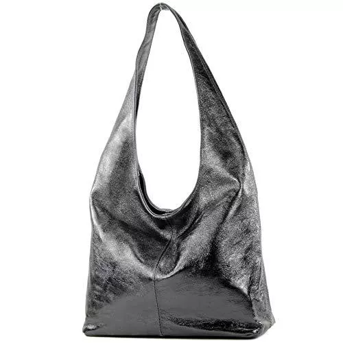 modamoda de Taschen & Rucksäcke modamoda de - T150 - ital Schultertasche aus Leder Wildleder