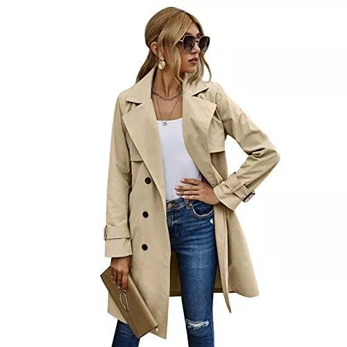 Geagodelia Mäntel Geagodelia Damen Trenchcoat Mantel Lang Frauen Winddichter Cabanjacke Cardigan Elegant Outdoor Übergangsmantel Übergangsjacke Jacke Herbst Frühling