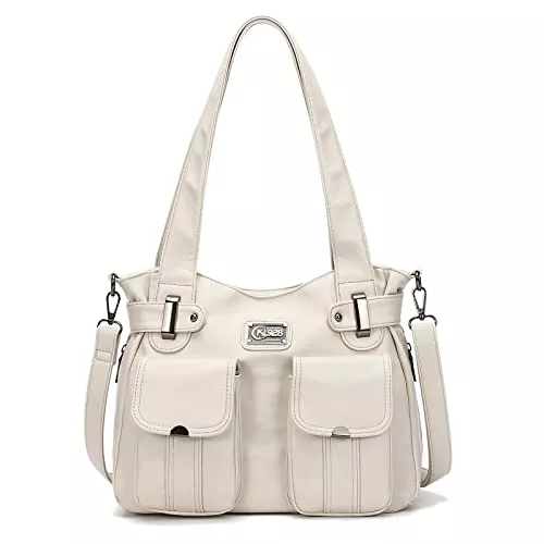KL928 Taschen & Rucksäcke KL928 Handtasche Damen Umhängetaschen Damenhandtasche Schultertasche gemacht aus PU Leder Kunstleder Elegant Damen Tasche für Büro Schule Einkauf mit vielen fächern (UV Beige)
