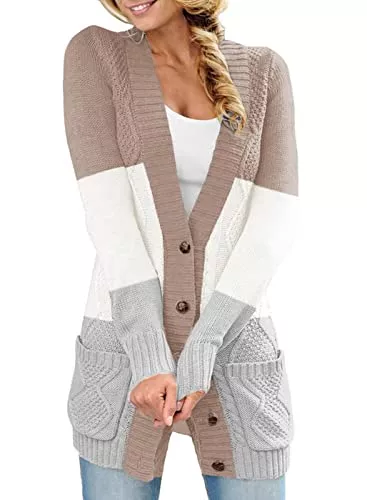 HAPPY SAILED Strickjacken HAPPY SAILED Damen Langarm Strickjacke Cardigan Strickcardigan mit Knopf S-XXL