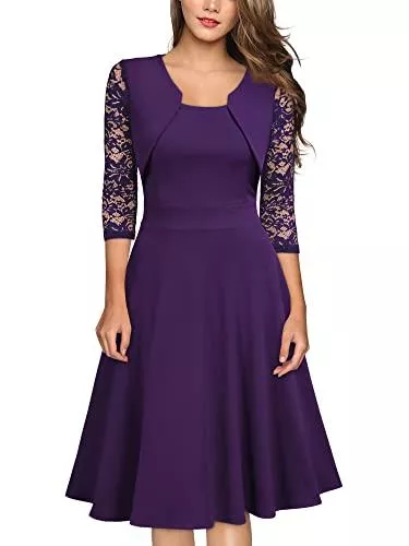 MIUSOL Cocktail MIUSOL Damen Spitzen Cocktailkleid Vintag Knielang Party