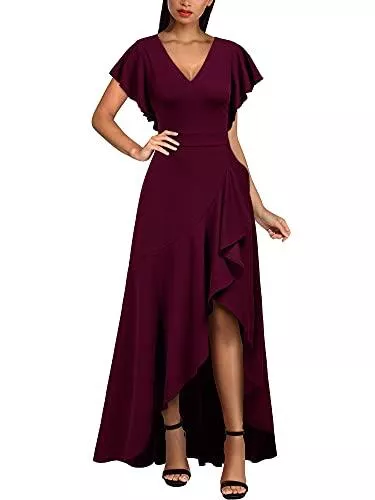 MIUSOL Abendkleider MIUSOL Damen V-Ausschnitt Langes Split Kleid Cocktail Party Abendkleid