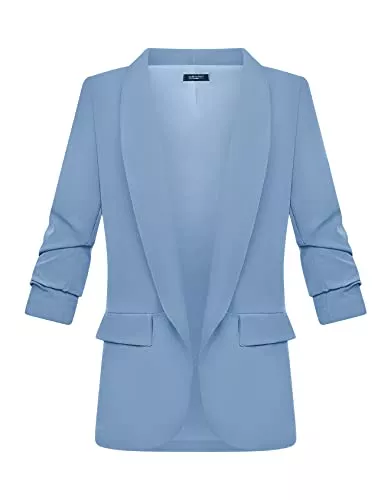 Zarlena Blazer Zarlena Damen Blazer 3/4-Ärmel elegant lang Reverskragen Jacke Sakko Anzug