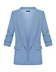 Zarlena Blazer Zarlena Damen Blazer 3/4-Ärmel elegant lang Reverskragen Jacke Sakko Anzug
