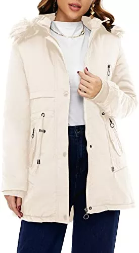 HVEPUO Jacken HVEPUO Winterjacke Damen Parka mit Fell Warm Fleece Gefütterter Winter mantel jacke Outdoorjacke
