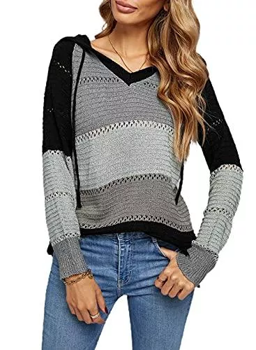 Dokotoo Kapuzenpullover Dokotoo Damen Kapuzenpullover Strickpullover V Auschnitt Sweatshirts Pullover Langarm Hoodies Casual Elegant Sweater S -3XL