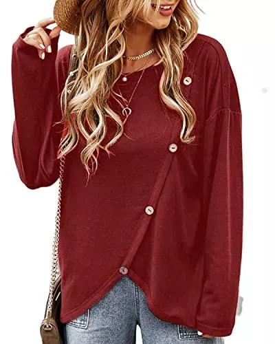 DATASY Pullover & Strickmode datasy Pulli Damen Oberteile Oversize Sweatshirt Fledermausärmel Große Shirt für Damen Langarmshirt Strickpullover Langarm Winter Herbst Basic T-Shirts